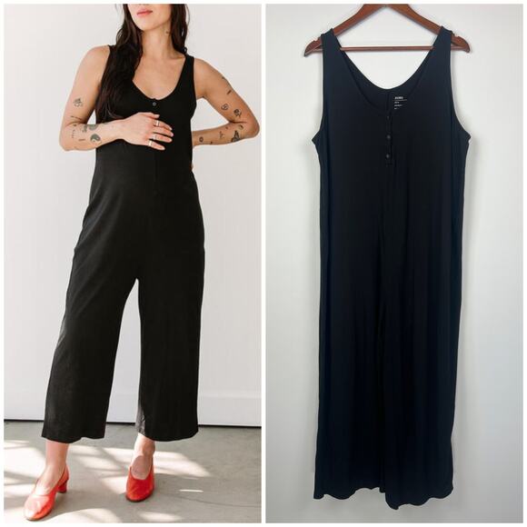 Storq Maternity Black XL Sleeveless Wide Leg Jumpsuit Women Nursing Friendly - Picture 2 of 10